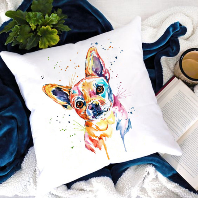 Watercolor Cute Dog Printed Pillowcase