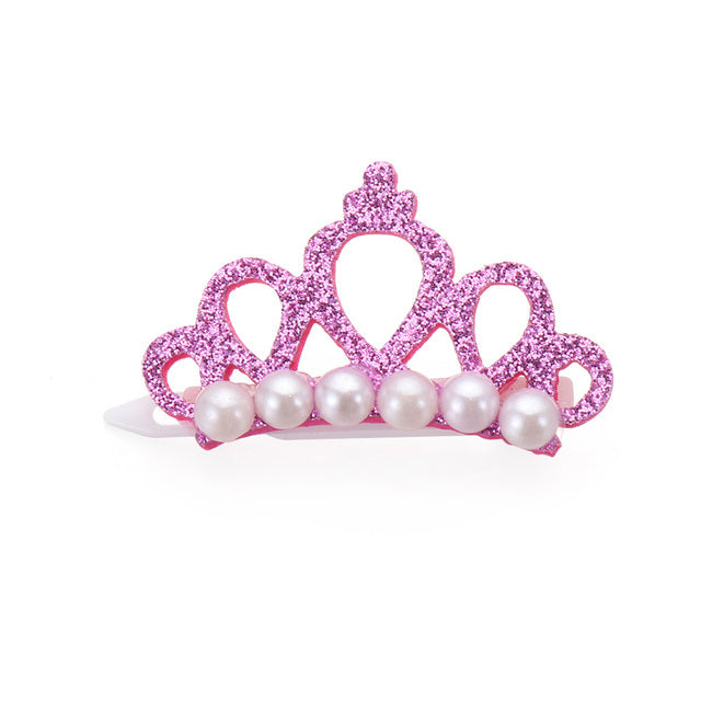 Faux Pearl Crown Shape Bows Hair Clips