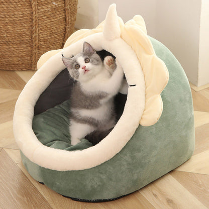 Dog Bed Cute Basket Cozy Kitten Lounger Cushion
