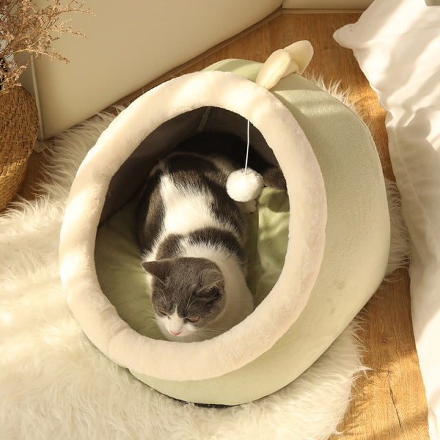 Dog Bed Cute Basket Cozy Kitten Lounger Cushion
