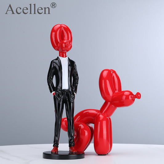 Gentleman Balloon Dog Statue Resin Sculpture