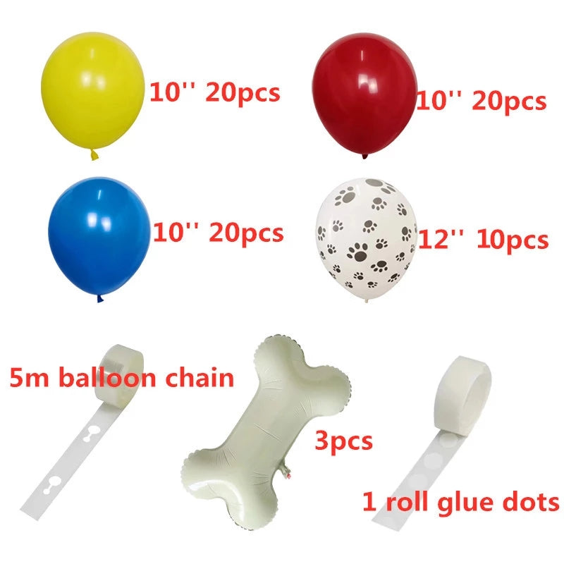 1Set White Paw Balloon Bone Garland Kit