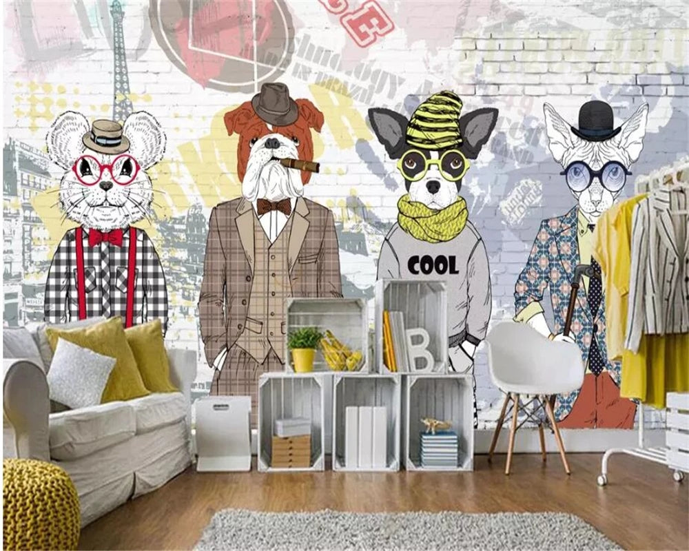 Hand Painted abstract dog clothing store background