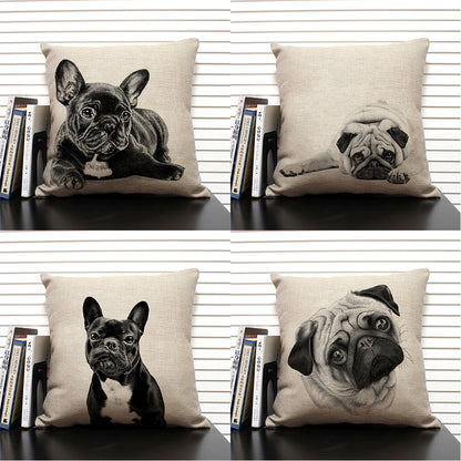 Cute Bulldog Pillow Case Cushion Cover