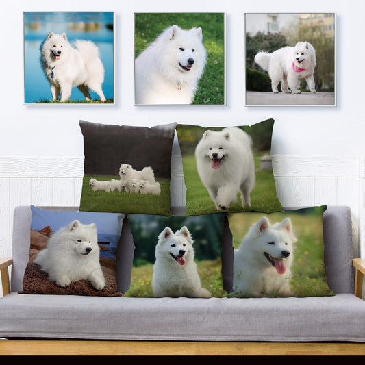 Cute Pet Dog Pillow Cover Covers Linen Pillow Case Sofa Home Decor Pillows