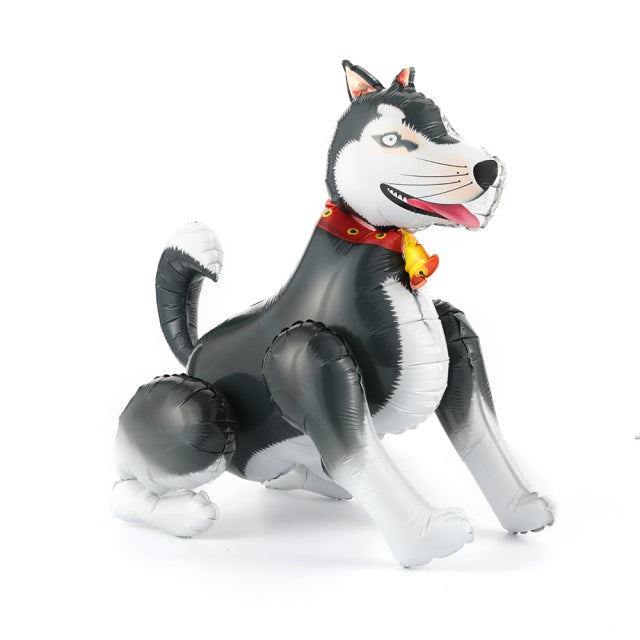 3D Husky Dog Walking Animal Foil Balloons