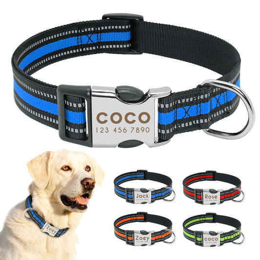 Personalized Dog Collar Nylon Reflective
