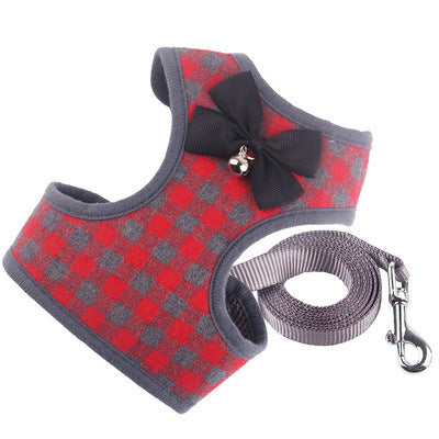 Dog Harness Leash Set With Bells Adjustable