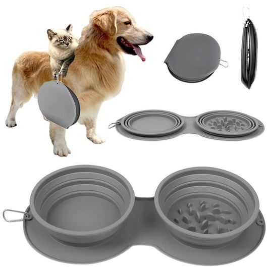 Silicone Folding Dog Bowl with Food Mat