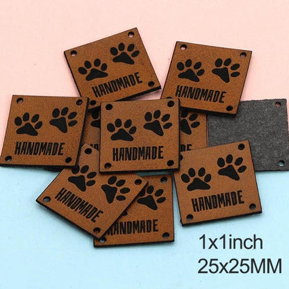 Dog Paw Handmade Label Footprint Leather Tags