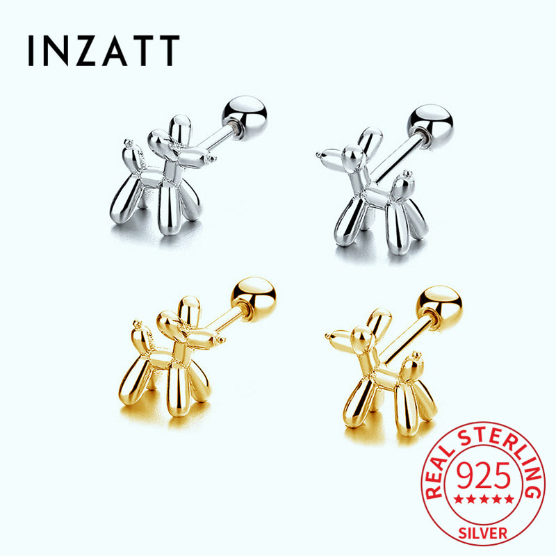 Sterling Silver Knuckle Dog Thread Bead Stud Earrings