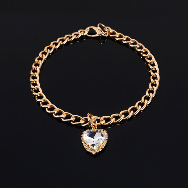 Heart Rhinestones Necklace Style Collar