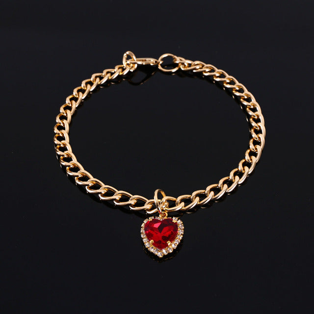 Heart Rhinestones Necklace Style Collar