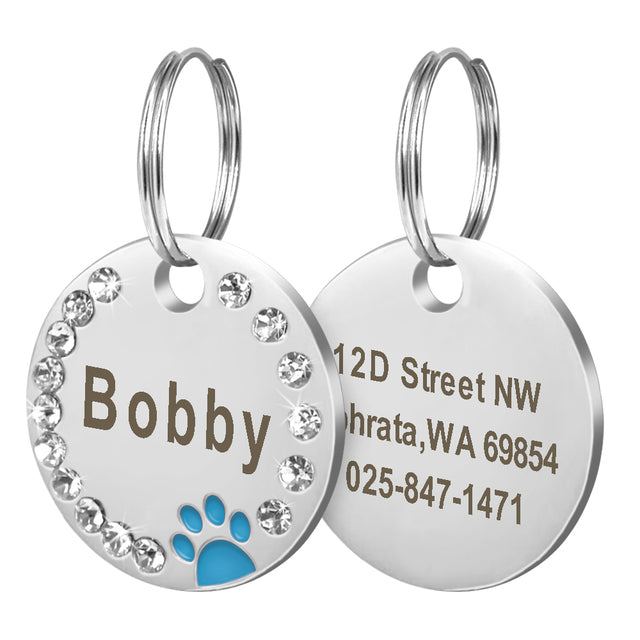 Personalized Dog Cat ID Tag Bone Paw