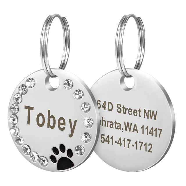 Personalized Dog Cat ID Tag Bone Paw