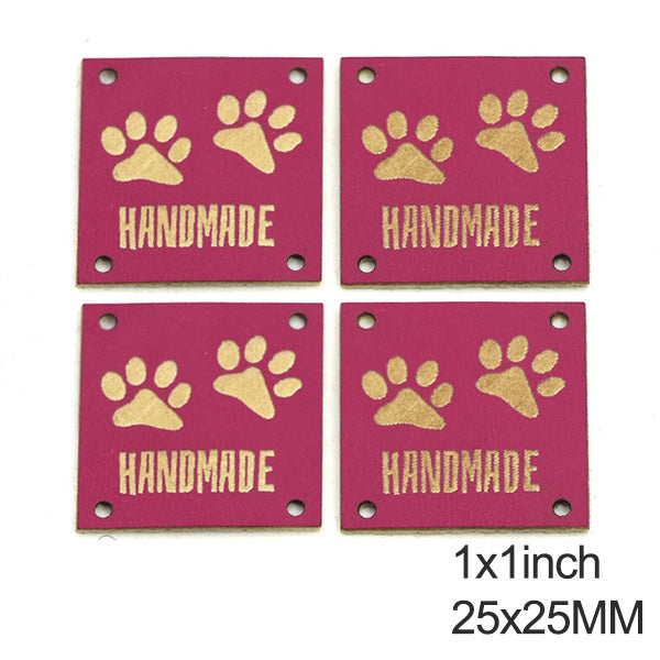 Dog Paw Leather Tags Handmade Label