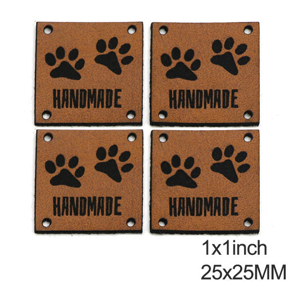 Dog Paw Leather Tags Handmade Label