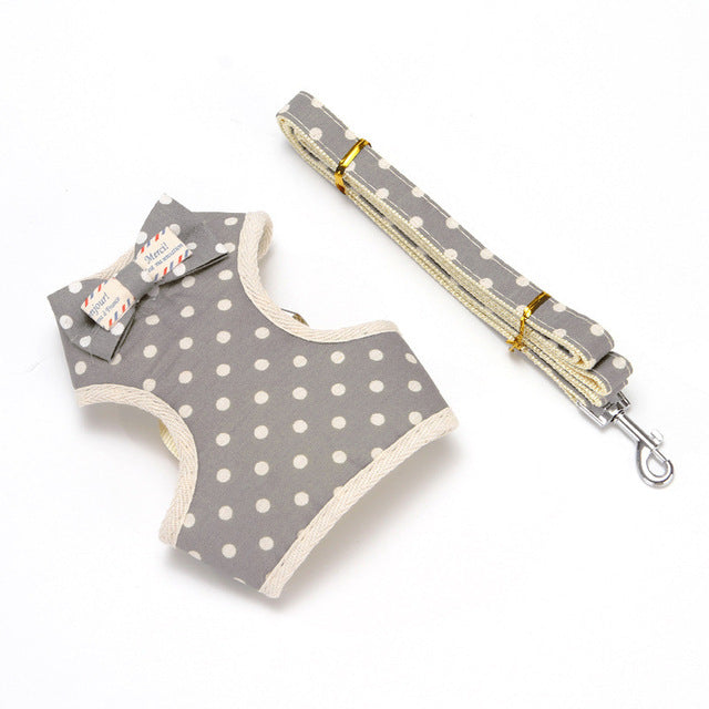 Cute Bowknot Adjustable Control Dog Vest Leashes