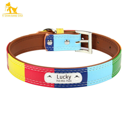 Personalized Dog Collar Colorful Leather