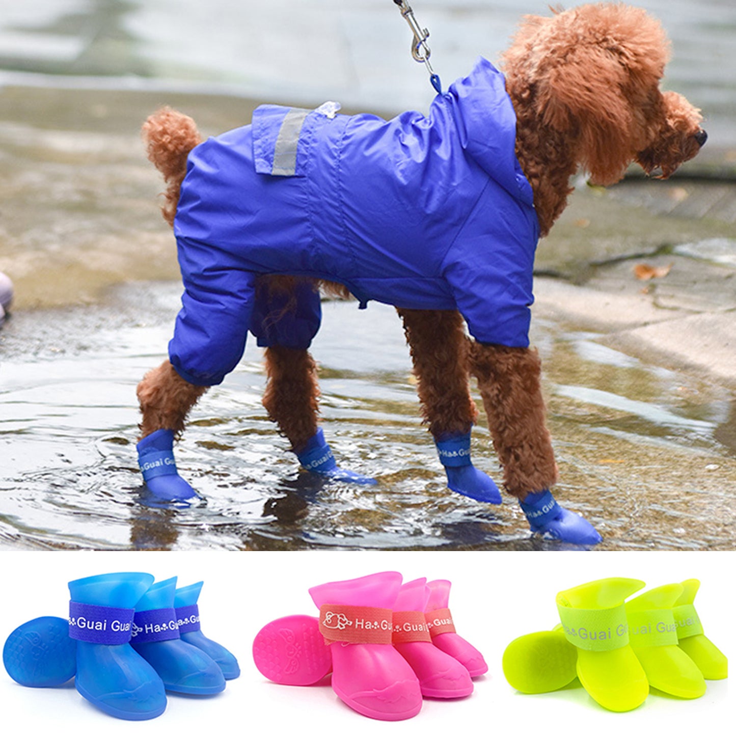 Dog Rain Shoes Boots Rubber Portable