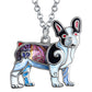 Alloy Floral Cute French Bulldog Necklace Pendant