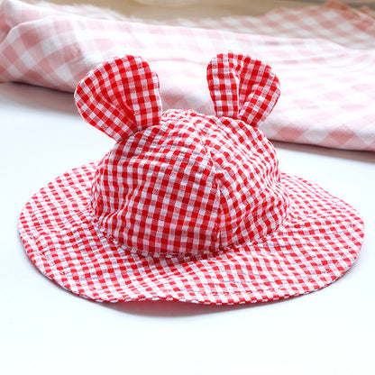 Pet Plaid Sunshade Hat Teddy Bichon