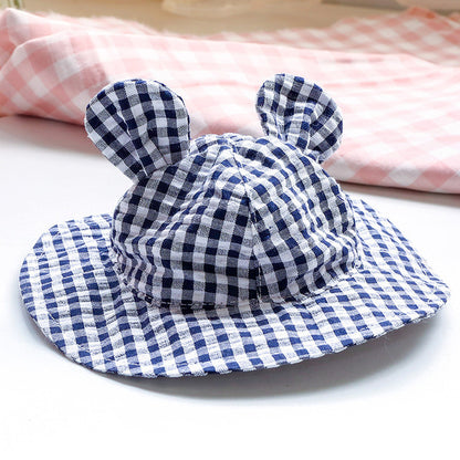 Pet Plaid Sunshade Hat Teddy Bichon