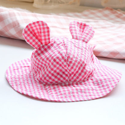 Pet Plaid Sunshade Hat Teddy Bichon