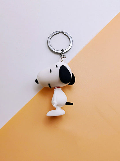 Cartoon Silicone Cute Little White Dog Keychain