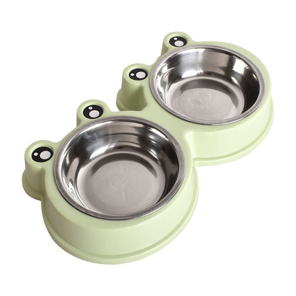 Double Pet Bowl Dog Food Water Feeder