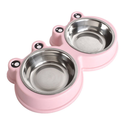 Double Pet Bowl Dog Food Water Feeder