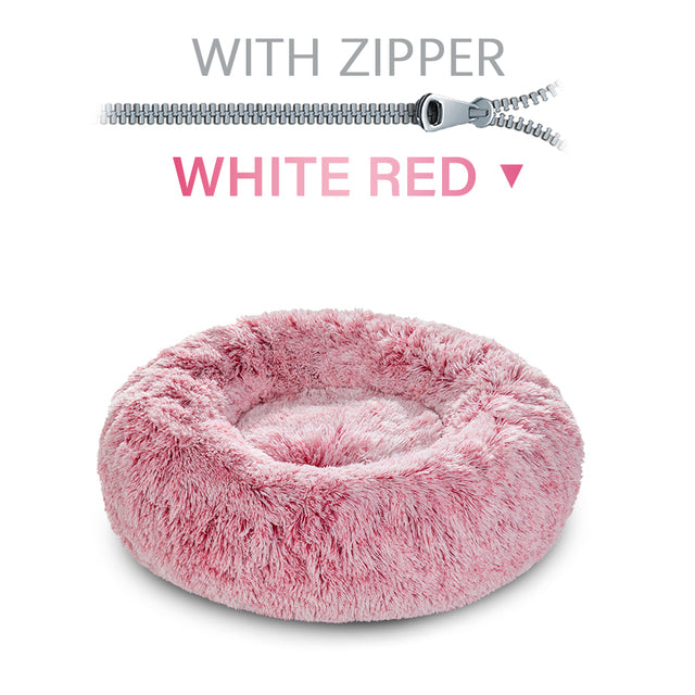 Round Zip Dog Bed House Long Plush Mat Sofa