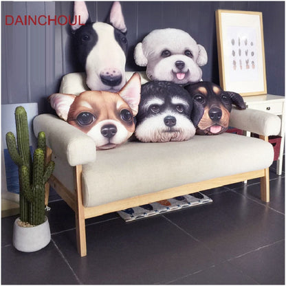 3D Cute Dog Head Cushion Nap
