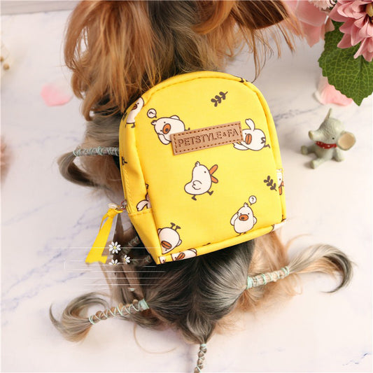 Cute Dog Backpack Harness With Leash