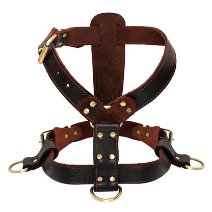 Soft Genuine Leather Dog Harness