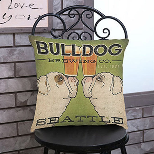 Printed Cute Dog Cushion Cover