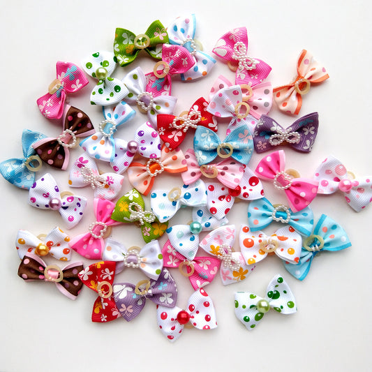 Mixed Styles Dog Hair Bows with Peals