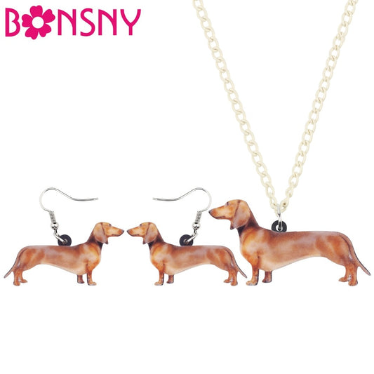 Dachshund Dog Earrings Necklace Sets For Women