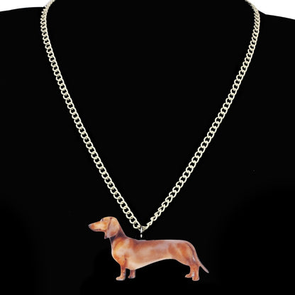 Acrylic Standing Dachshund Dog Necklace