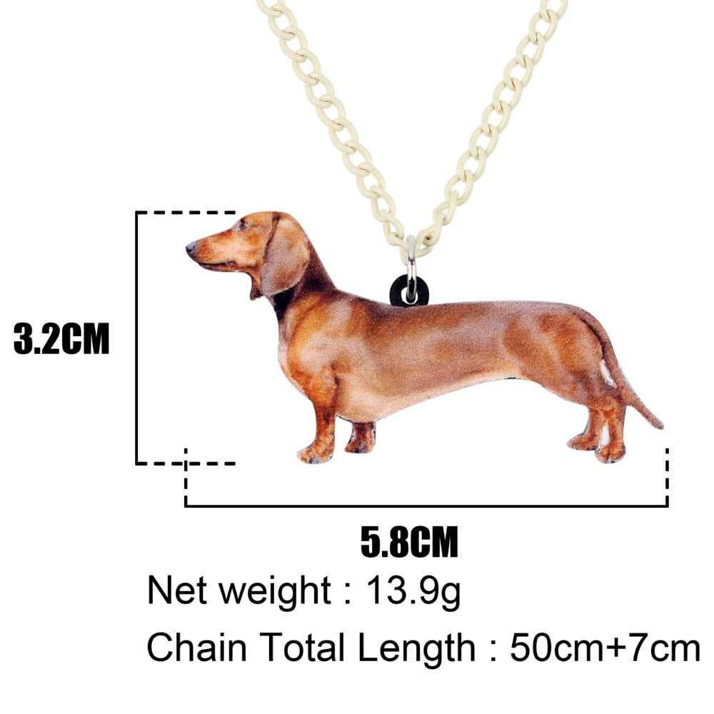 Acrylic Standing Dachshund Dog Necklace